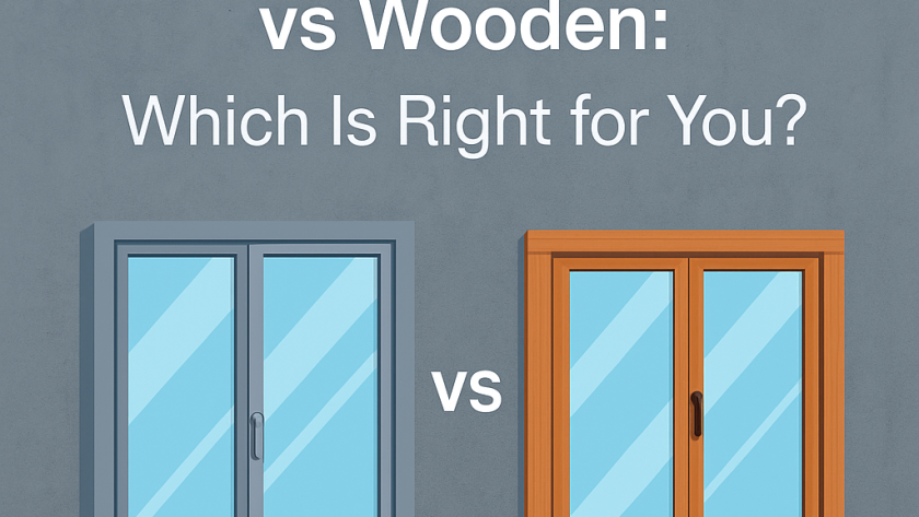 Aluminum and wooden windows side by side with the title “Aluminum Windows vs Wooden.”